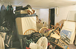 cluttered basement
